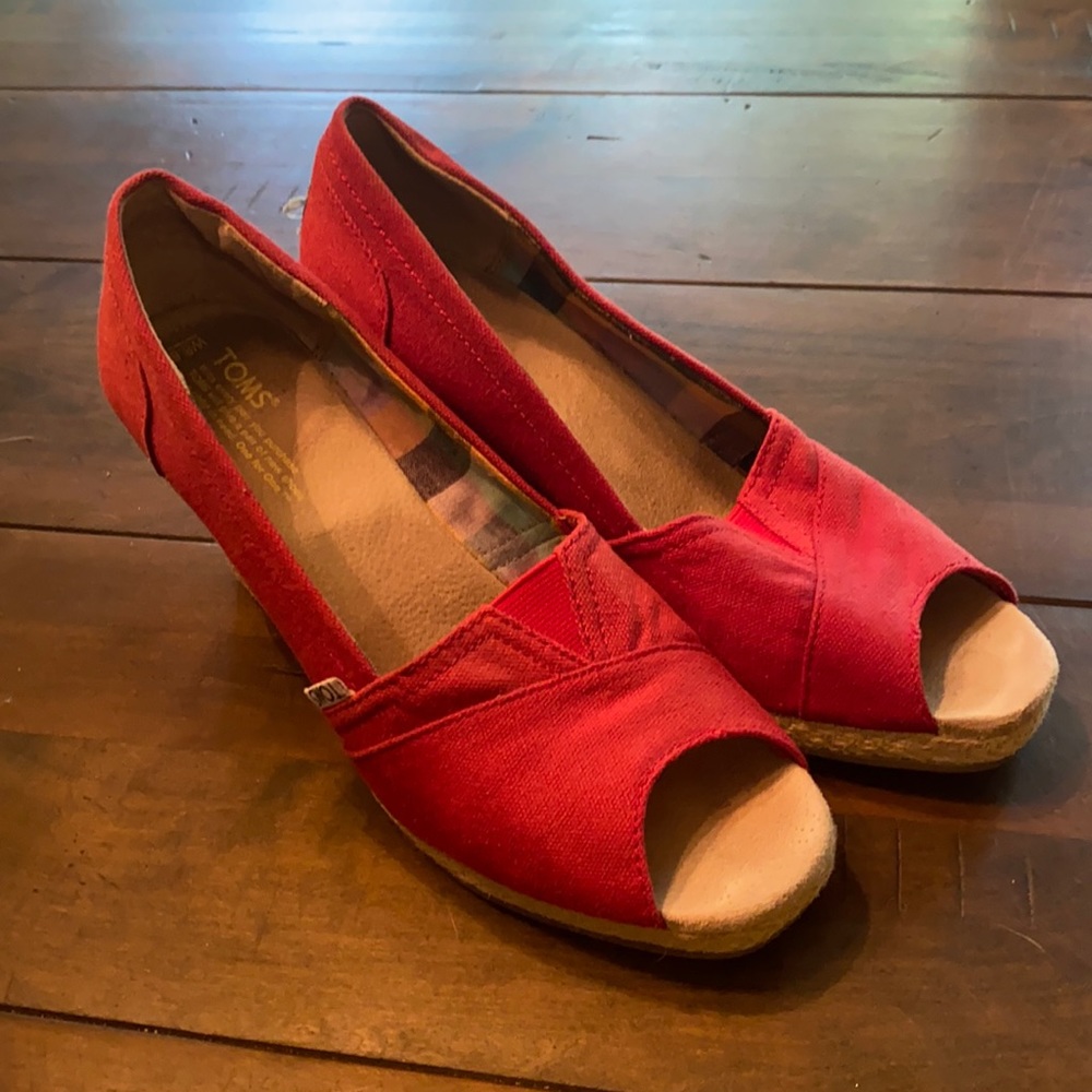 Toms wedge peep toe heels